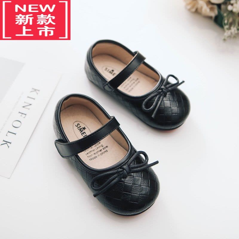 可莉允新款内里童鞋方格蝴蝶结女童小皮鞋儿童软底宝宝春秋公主鞋运动休闲鞋图片