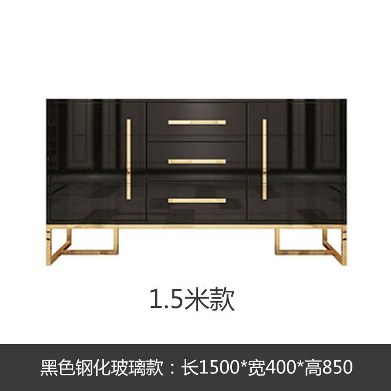 森美人轻奢现代大理石餐边柜简约高款玄关柜阳台储物收纳鞋柜厅置物柜 黑色升级版封釉1.5米（玻璃）双门