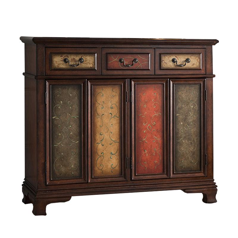 森美人美式乡村实木彩绘鞋柜家用 复古餐边柜收纳厅储物柜口玄关柜高清大图