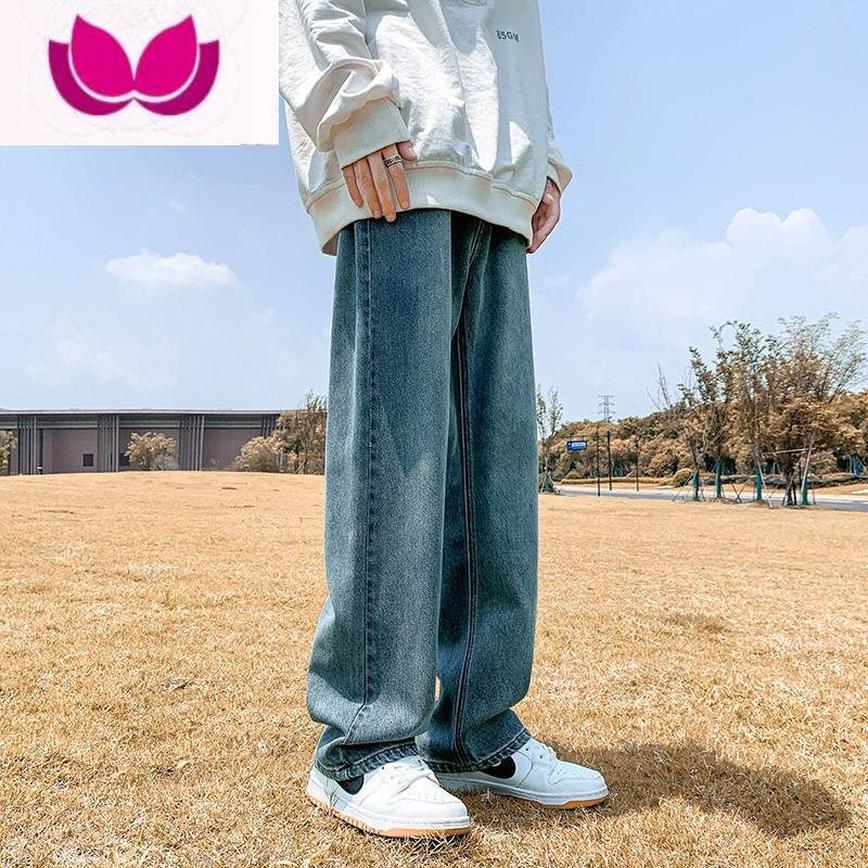 七斓直筒牛仔裤男2023春季美式高街vibe水洗潮牌复古宽松新款休闲长裤