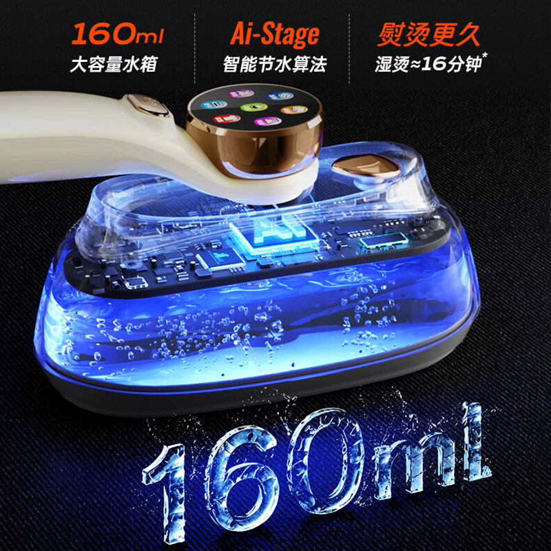 荣事达蒸汽电熨斗J家用小型便携式手持挂烫机钢化玻璃面板熨烫机RS-YD1310E高清大图