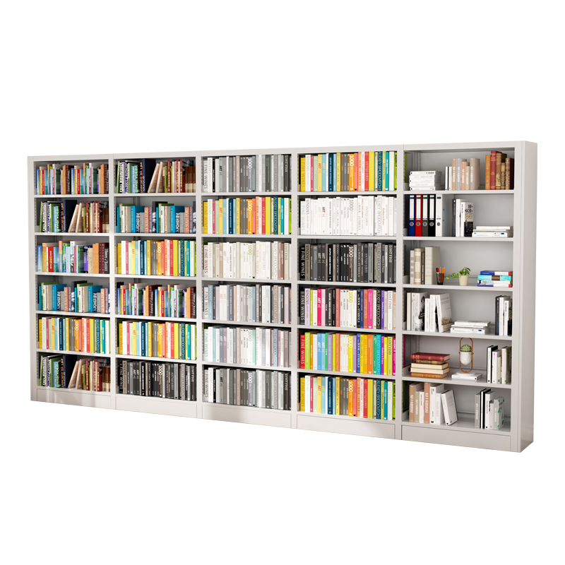 臻远6层钢制书架单面一列五组白色ZY-SJB-05