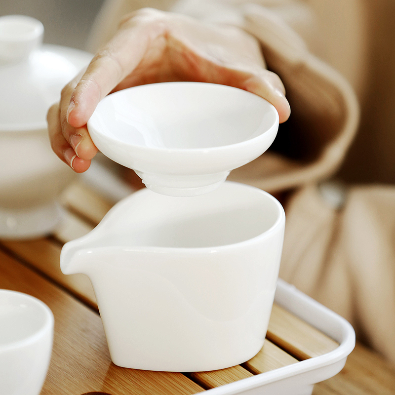 尚帝(shangdi)羊脂玉瓷功夫茶具套装德化白瓷整套茶具茶壶茶杯陶瓷盖碗过滤赠送茶盘