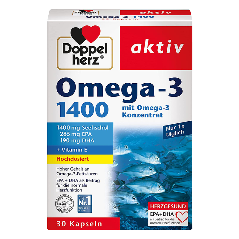 德国进口 双心doppelherz浓缩深海鱼油1400mg 30粒