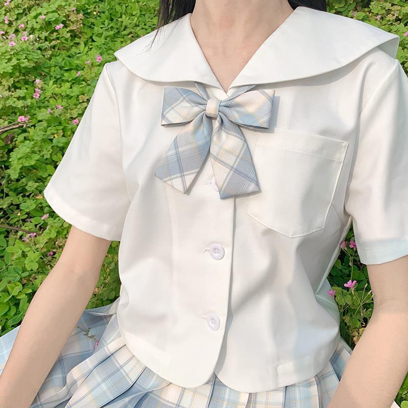 jk两件套2020夏季韩版基础款短袖衬衫水手服jk制服套装百褶裙