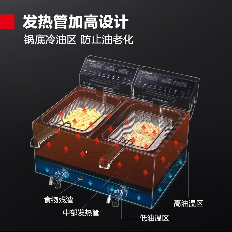 德玛仕 L-171P 电炸炉电子控温 4个记忆菜单油炸锅家用炸鸡薯条油条炸串 单缸17L高清大图