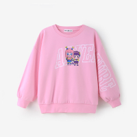 铅笔俱乐部童装2024春装新款女童卫衣儿童长袖T恤中大童圆领上笔 110cm 浅梅红