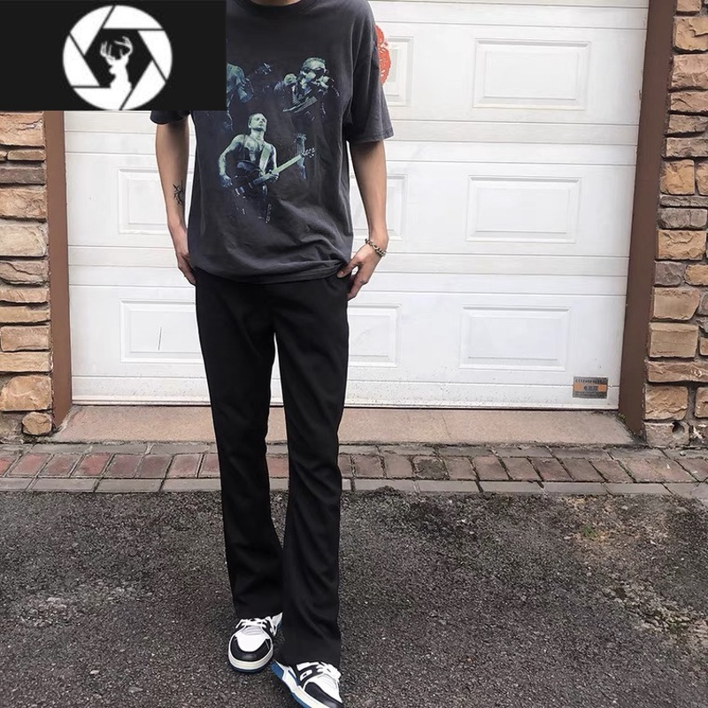 HongZun马吉拉风格微喇西裤cleanfit 高街休闲裤kenijima vibe黑色西裤
