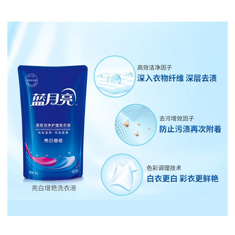 蓝月亮 亮白增艳深层洁净护理洗衣液(薰衣草) 1kg/袋 十箱起订(12袋/箱)