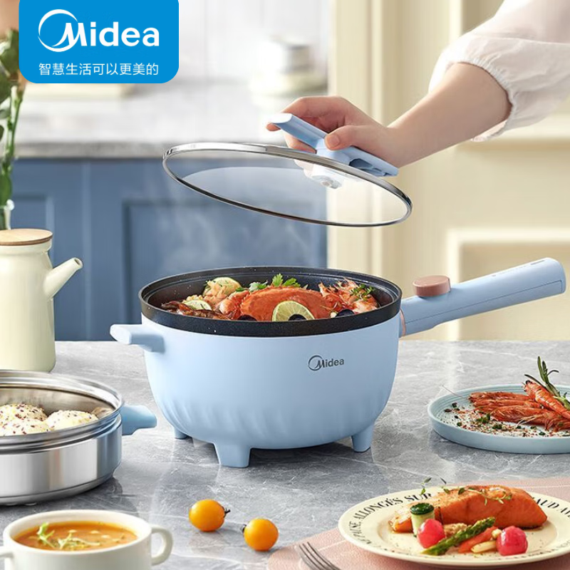 美的(Midea)电煮锅 电炒锅 电热锅 电蒸锅家用多功能大容量大功率一体锅炒菜锅 多功能飞机锅MC-HGE25D81