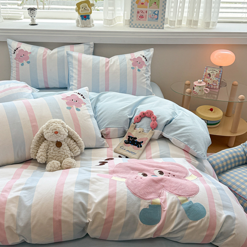 可爱100四件套纯棉被套床单床笠床上用品卡通学生宿舍三件套