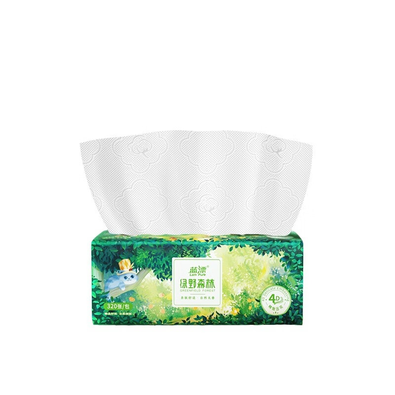 蓝漂4D压花加厚抽纸4层80抽*6包高清大图