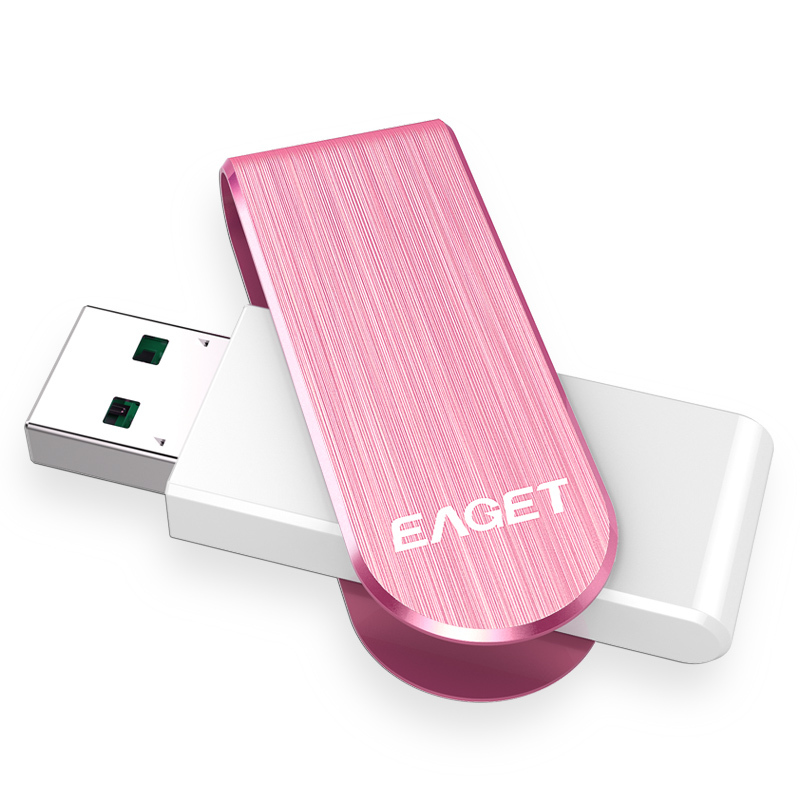 忆捷(EAGET)F50 USB3.0高速情侣金属U盘16G 360度旋转款粉色