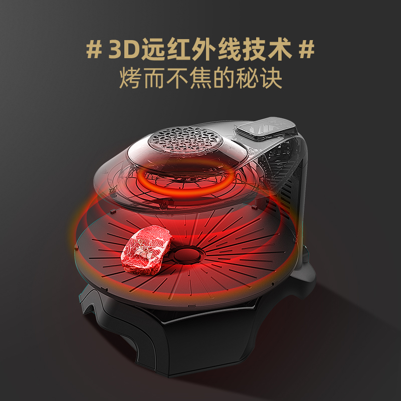 ROYALFLAME/玺烁韩式电烧烤炉家用无烟电烤盘商用烤肉炉/红色 3代新款(送烧烤工具6件套)