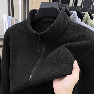 啄木鸟高端男士摇粒绒外套秋季新款时尚纯色立领卫衣冲锋衣内胆衣 3XL建议180-200斤 外套256271黑色