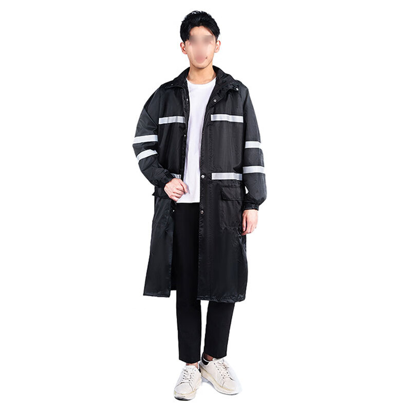 汉盾(HANDUN) HD-RAC012 带反光条双层连体雨衣(加厚150D牛津布) 黑色 XXXL
