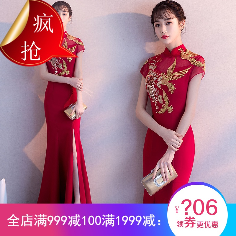 袍2018新款春季长款秋中式中国风新娘结婚红