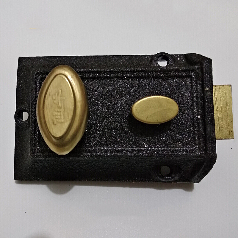 上海牛头牌19391二保险弹子门锁全铜锁芯黑色