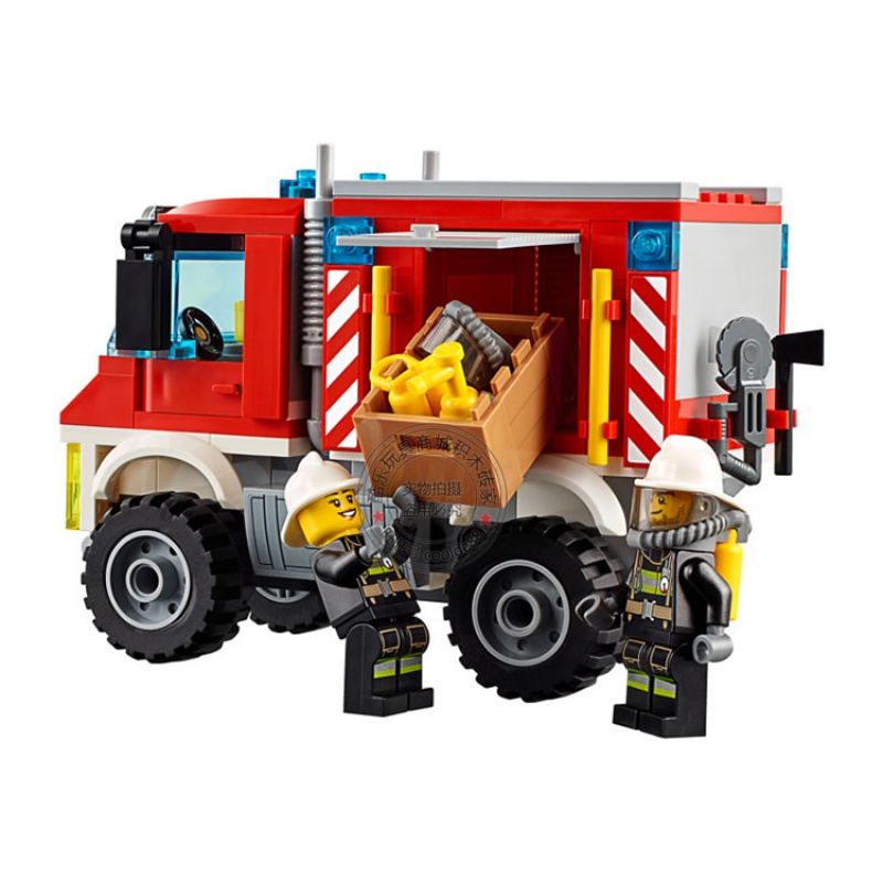 城市组云梯重型消防车直升机总局兼容乐高拼装积木玩具60111云梯消防