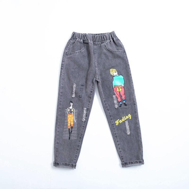 喻娄女童牛仔裤春秋20新款洋气中大童装女童裤子宝宝小女孩儿童长裤