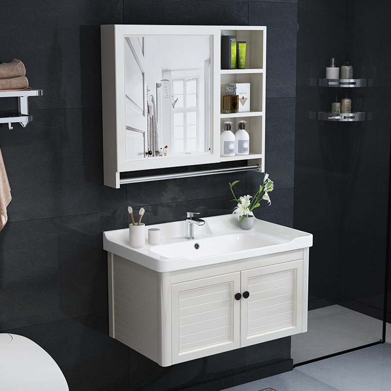 HOROW希箭卫浴简欧风太空铝浴室柜组合卫浴柜洗手盆组合柜(7天内发货)