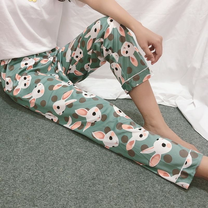 suntek夏季睡裤女宽松春秋长裤加大码卡通甜美家居裤休闲空调少女可外