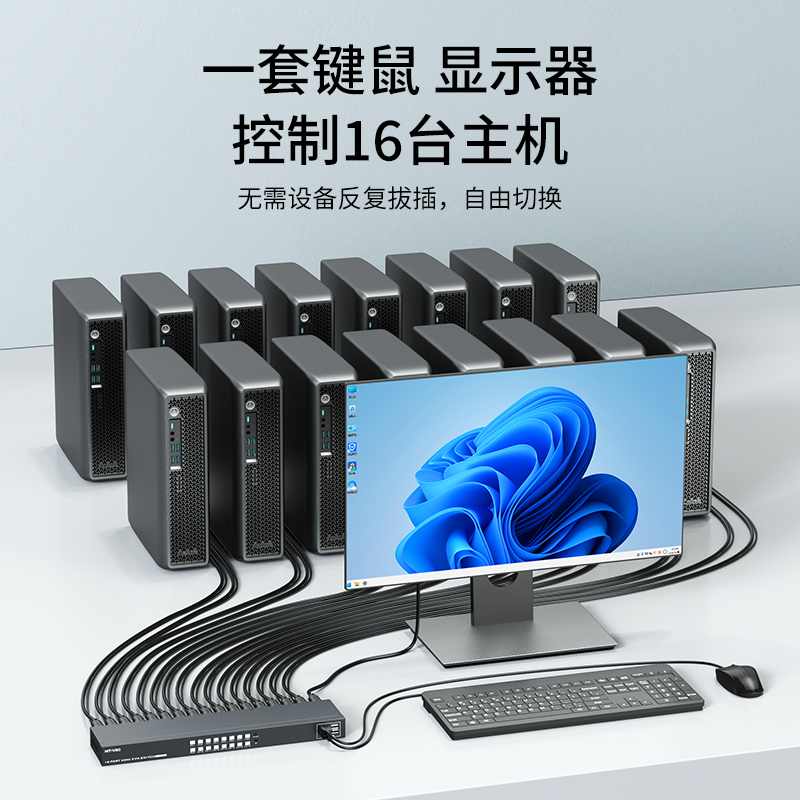 迈拓维矩 MT-1601HK-C 高清kvm切换器16进1出hdmi多电脑共享usb键盘鼠标显示器切屏器4k高清大图