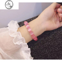 JiMi冰种白水晶猫眼石手链女款夏diy盘玩珠珠月光石手串珠子手镯 12mm粉猫眼送弹力线