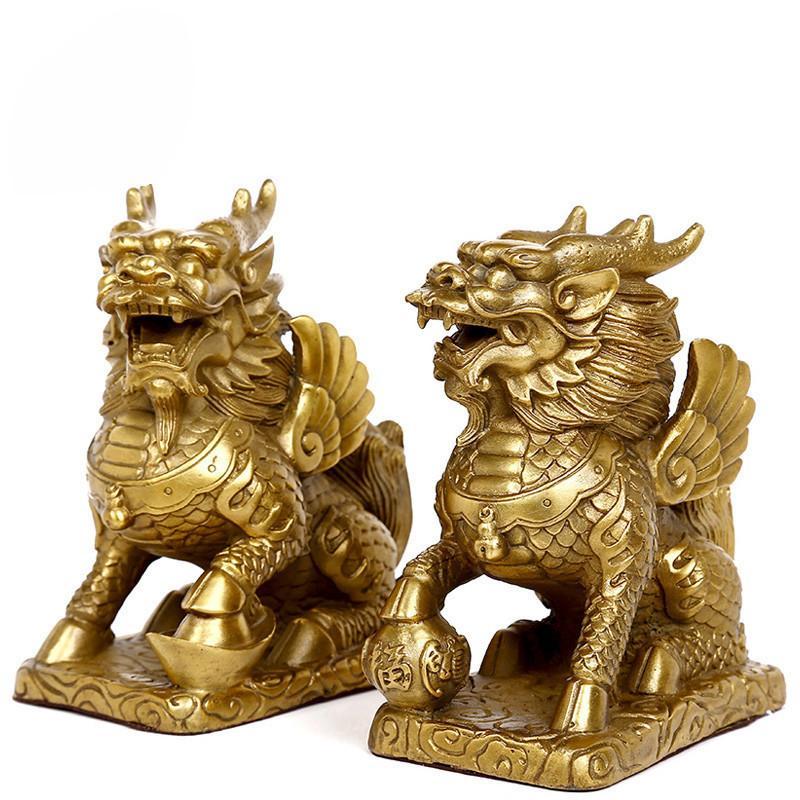 宁百辰(ningbaichen)时尚摆件/挂件/把件1 礼品之家大号纯铜麒麟摆件