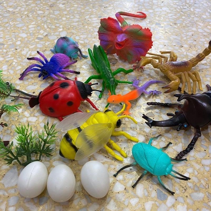 野生动物世界仿真恐龙海洋昆虫模型套装手提收纳盒礼盒儿童玩具原始