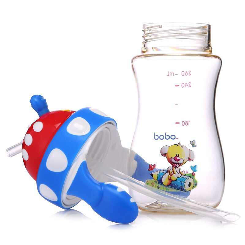 乐儿宝(bobo)PPSU一瓶两用学饮杯260ML 蓝色 适用6个月以上 水杯水壶