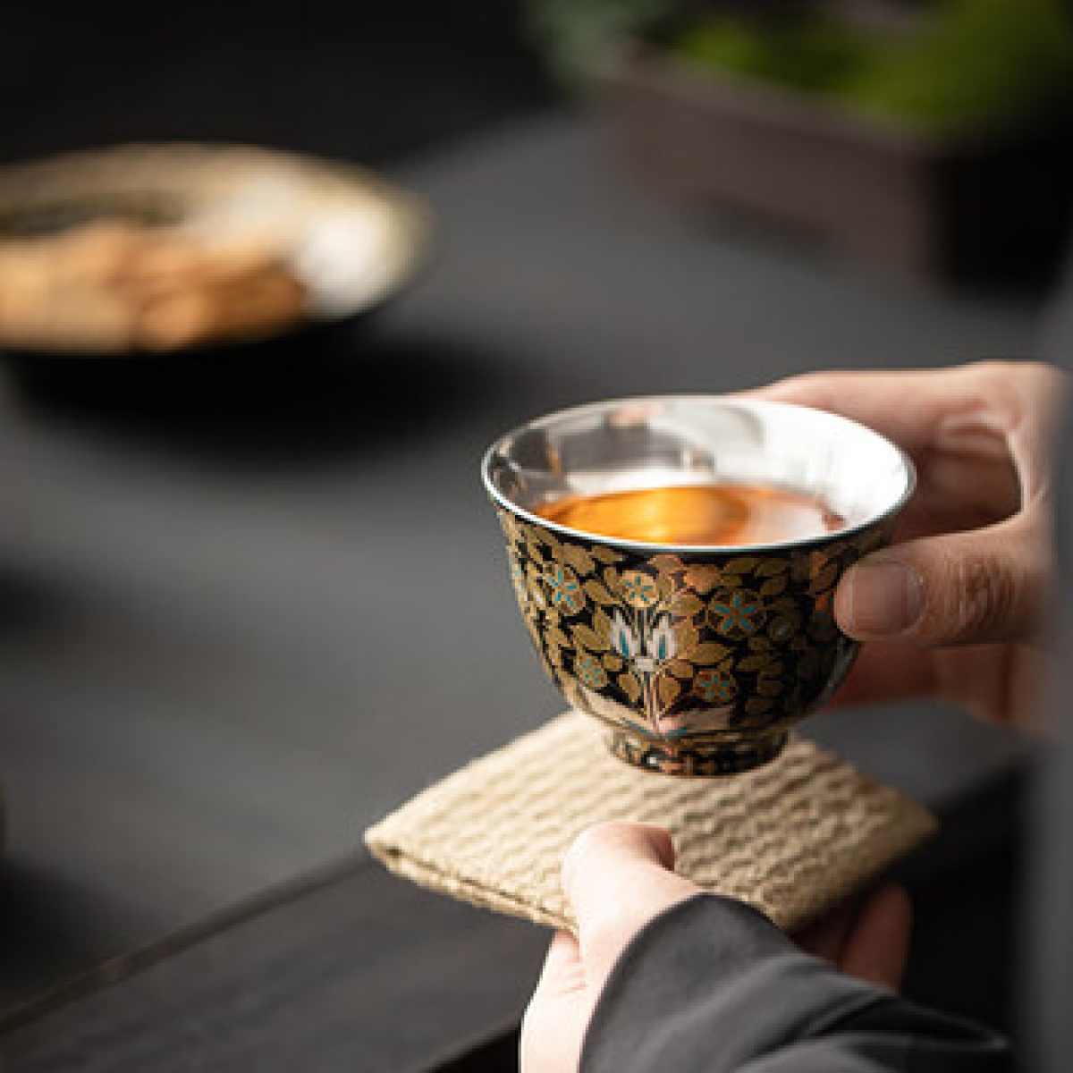 苏氏陶瓷(SUSHI CERAMICS)鎏银金枝玉叶茶壶套装非遗大师郑文强作品功夫茶具礼盒_高清大图