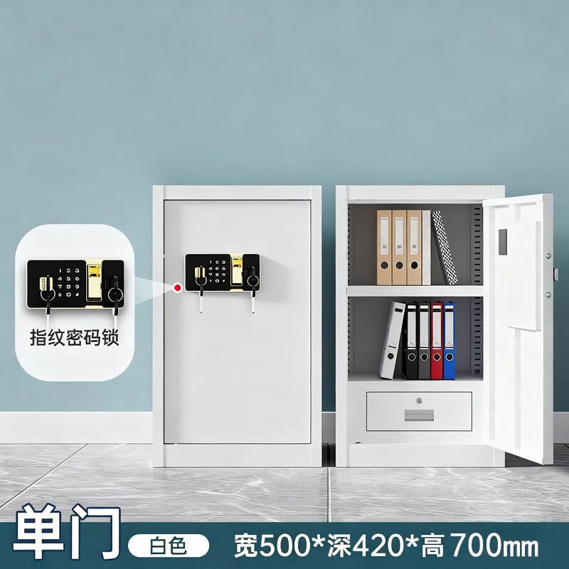 戴劲保密柜铁皮文件柜带锁储物柜资料办公室保险柜单门700高指纹锁高清大图