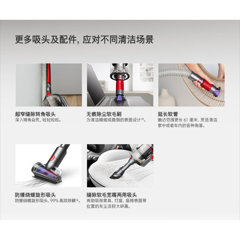 戴森(DYSON)手持无线吸尘器G5 Detect Fluffy(7个配件)高清大图