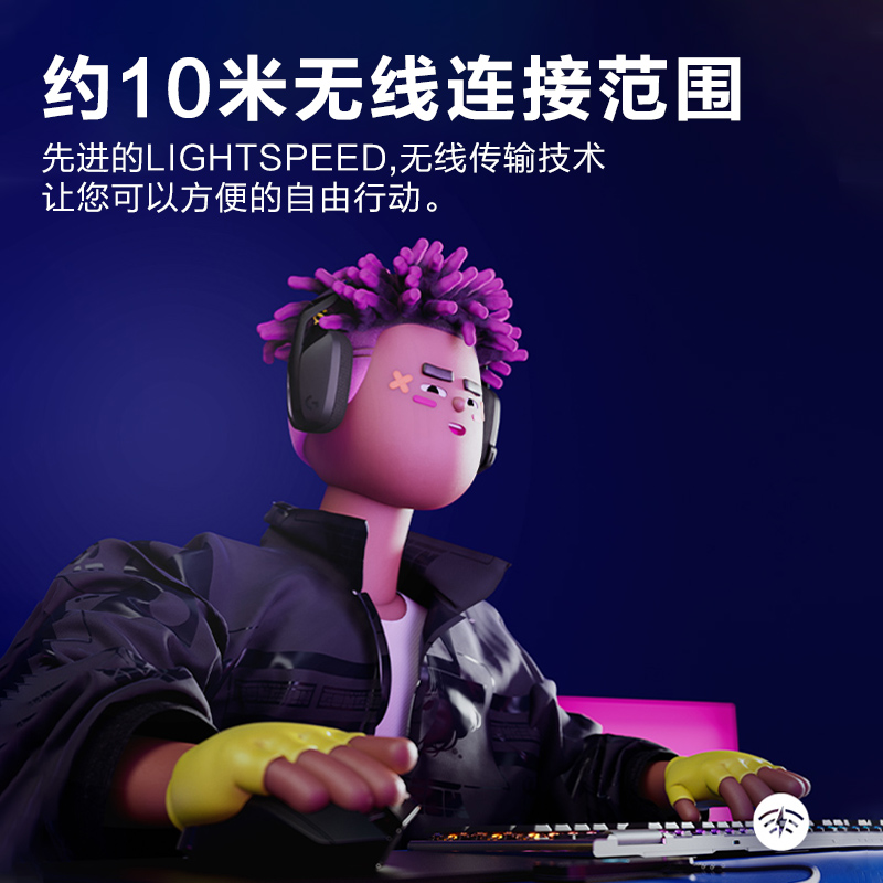 罗技(Logitech)G435无线游戏耳机麦克风头戴式 蓝牙耳机 电竞耳机 电脑耳机耳麦 蓝色高清大图