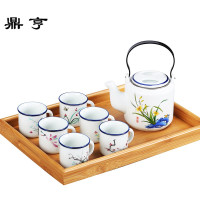 鼎亨搪瓷提梁壶功夫茶具套装陶瓷茶壶茶杯整套家用泡茶壶水壶公司