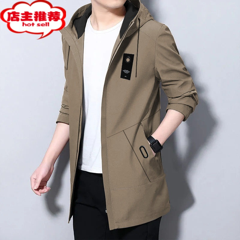 shanchao外套男韩版潮流上衣服风衣中长款秋装夹克男士休闲痞帅外衣