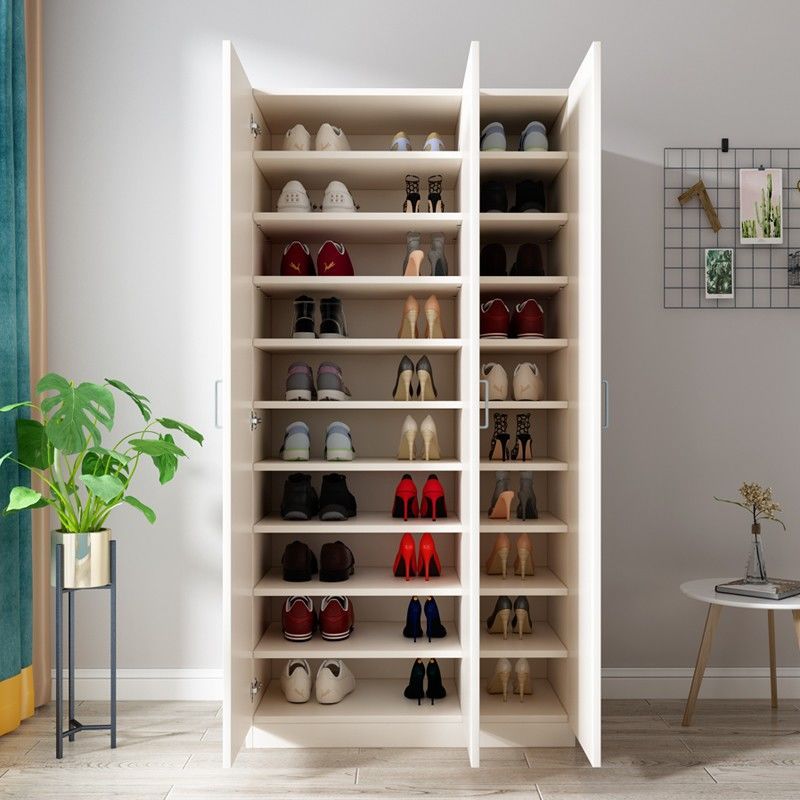 大容量木质鞋柜储物柜多功能阳台柜简易鞋架对开玄关柜定制 (高款)