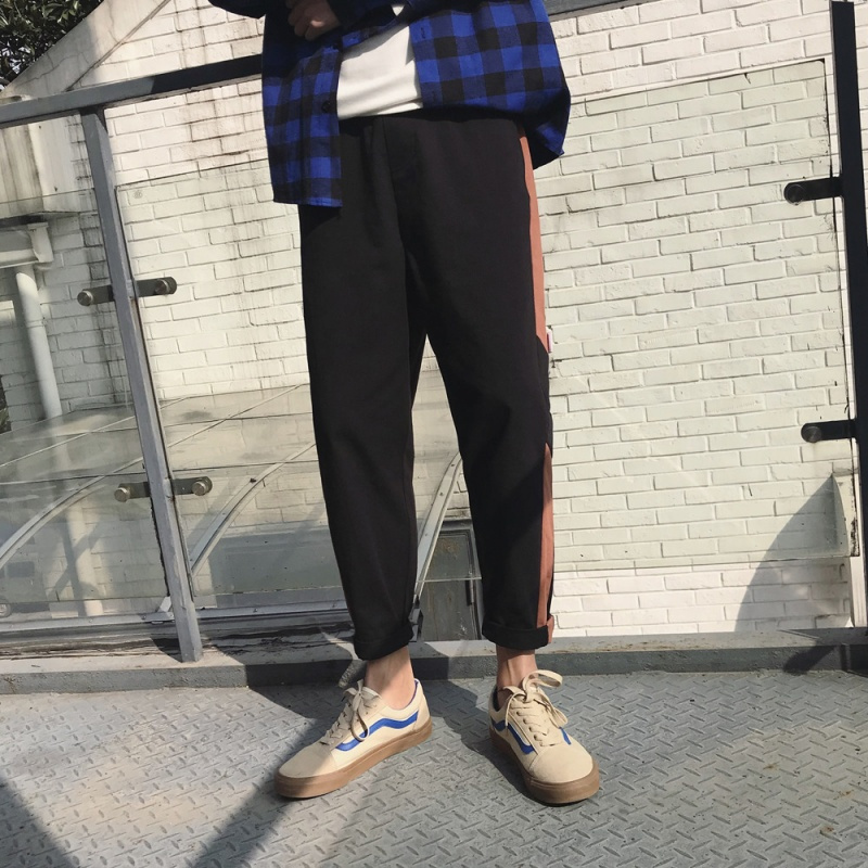 春夏男裤子韩版时尚休闲裤2018新款宽松bf风学生九分裤小脚哈伦裤