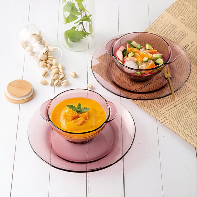 美国康宁餐具(Corningware)浪漫紫色耐热透明玻璃碗碟盘4件组套装高清大图