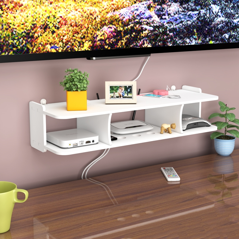 客厅电视机顶盒架墙上置物架医匠路由器收纳盒壁挂卧室装饰隔板免打孔