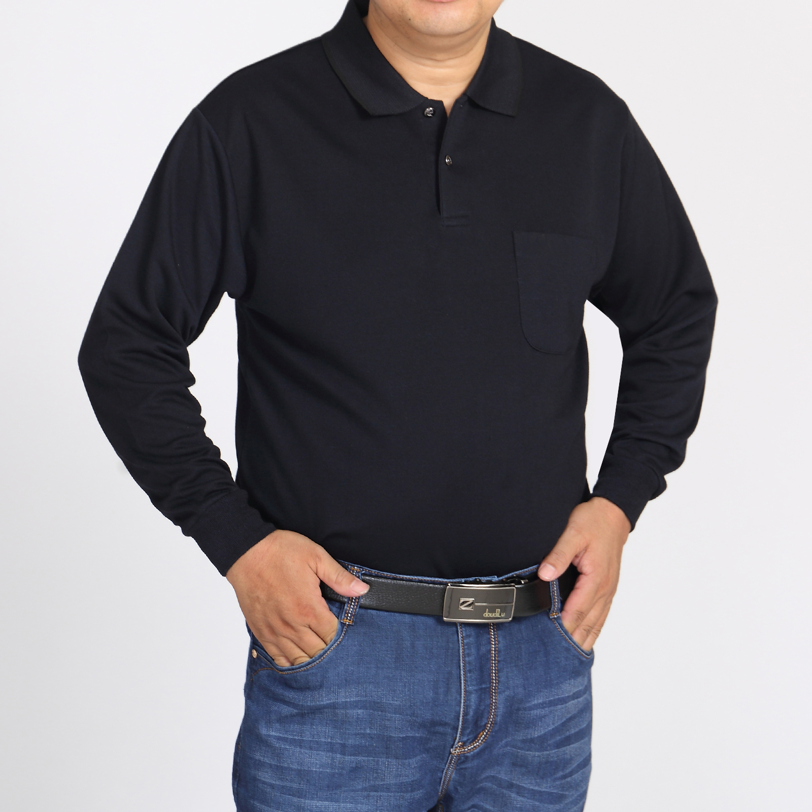 suntek中老年长袖特大号t恤衫老年人春秋季打底衫棉加肥加大码t恤男装