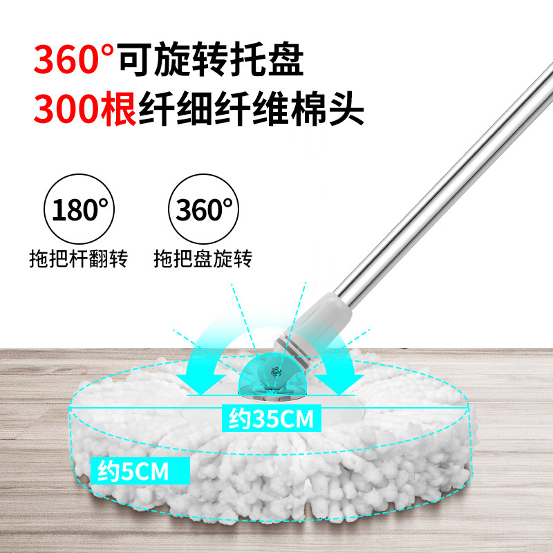 好媳妇拖把旋转杆自动甩干拖地桶一拖墩布净懒人免手洗家用桶地拖[金属网 2个棉头]AGW-7400A-1高清大图