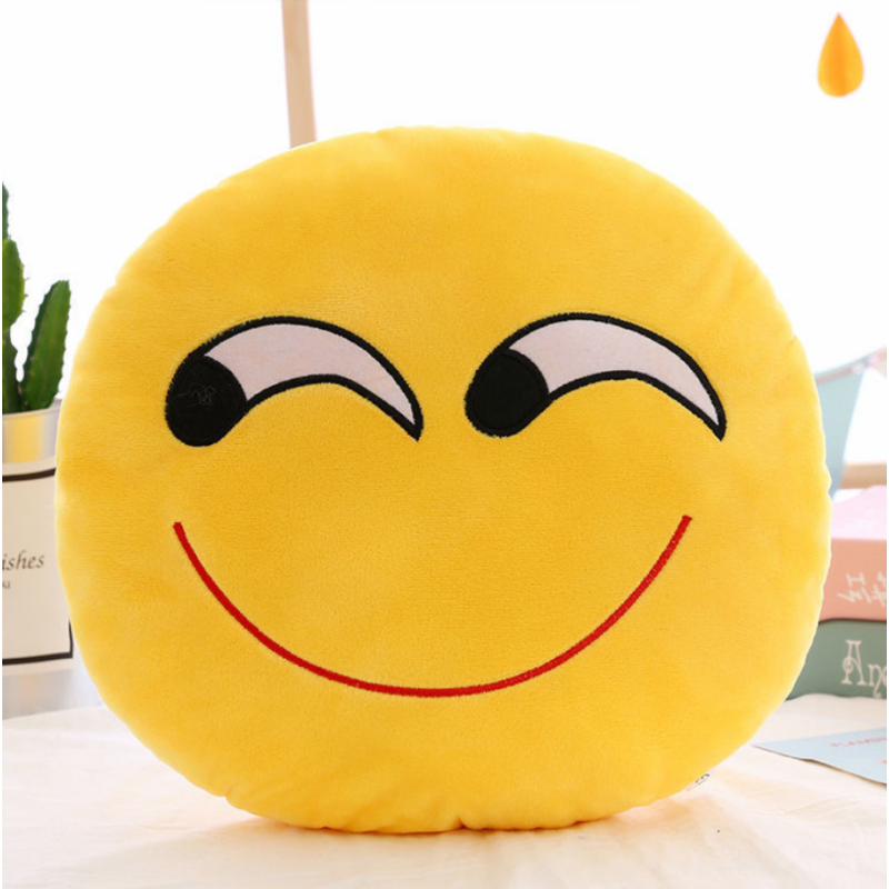 微笑直径20厘米创意表情抱枕公仔搞怪滑稽表情包靠垫插手毛绒玩具暖手