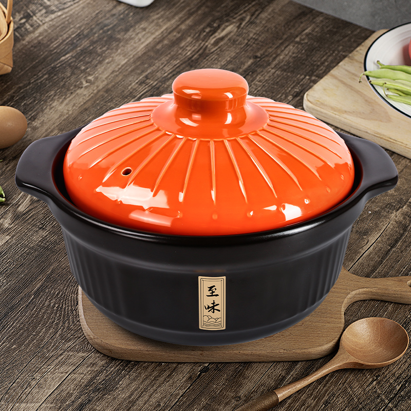 大容量陶瓷砂锅耐高温炖锅家用燃气干烧不裂砂锅煲石锅 至味千叶橙2