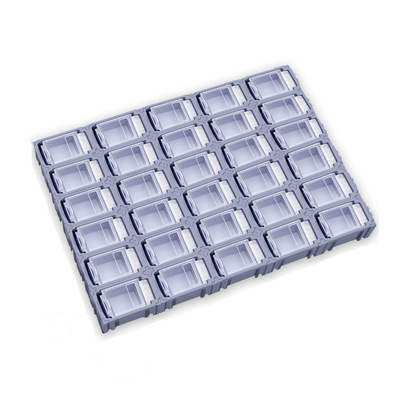 易企采 T082灰色30格 可拆分 防静电smt贴片元件盒电子元器件收纳盒IC电阻电容芯片零件盒