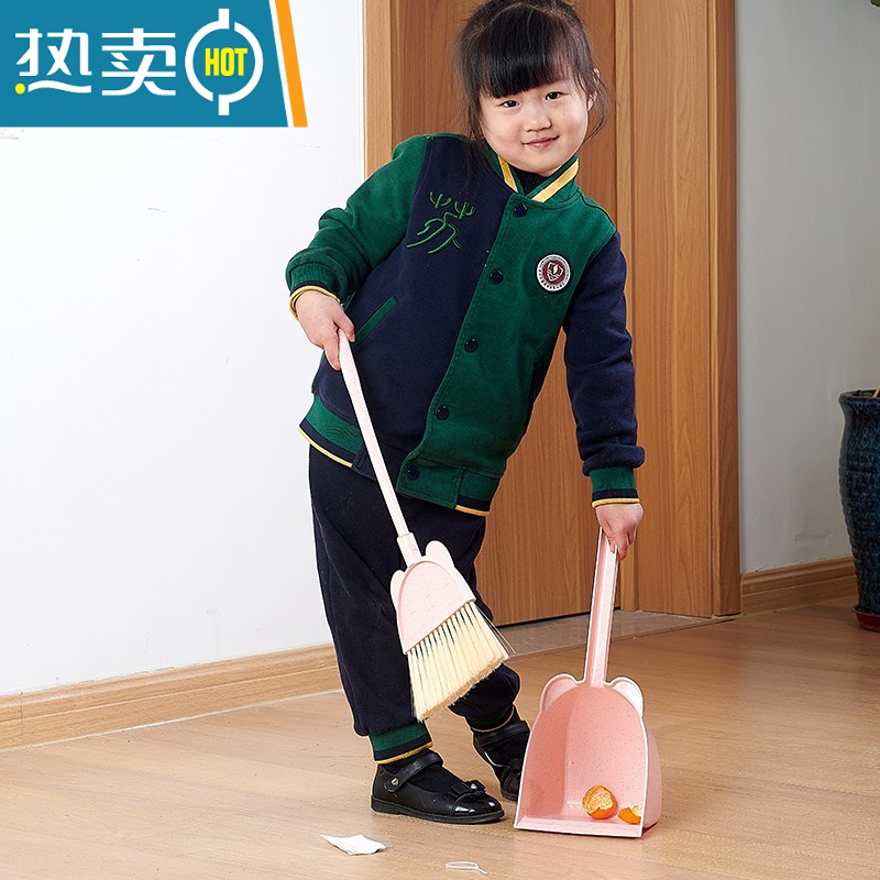 敬平儿童扫把簸箕套装拖把三件套玩具小扫把套装家用扫帚簸箕扫地笤帚高清大图