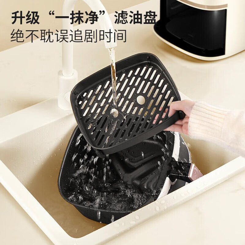 美的5L可视空气炸锅MF-KZE5089智能控温健康少油一键操作简便快捷多种食谱满足全家口味高清大图