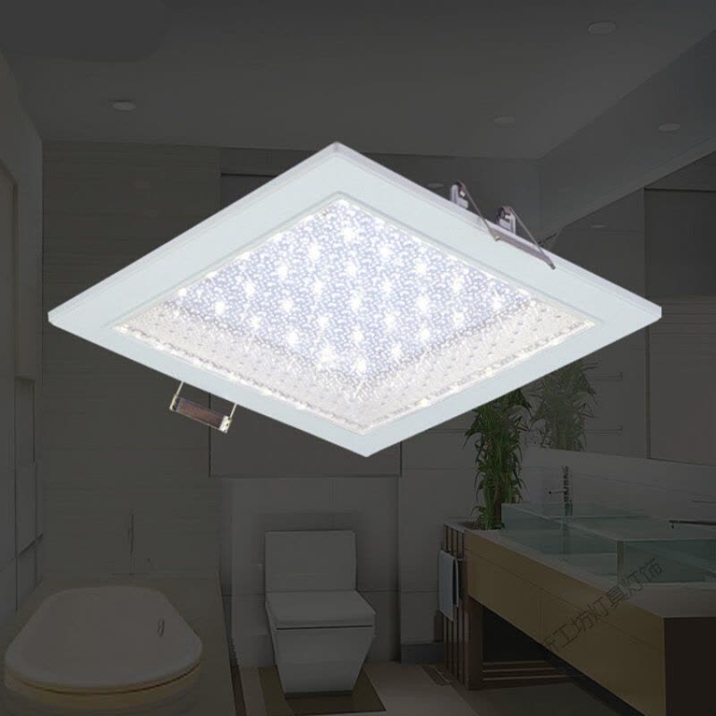 苏宁放心购 方形LED厨卫灯厨房灯嵌入式吸顶灯卫生间浴室吊顶开孔暗装图片