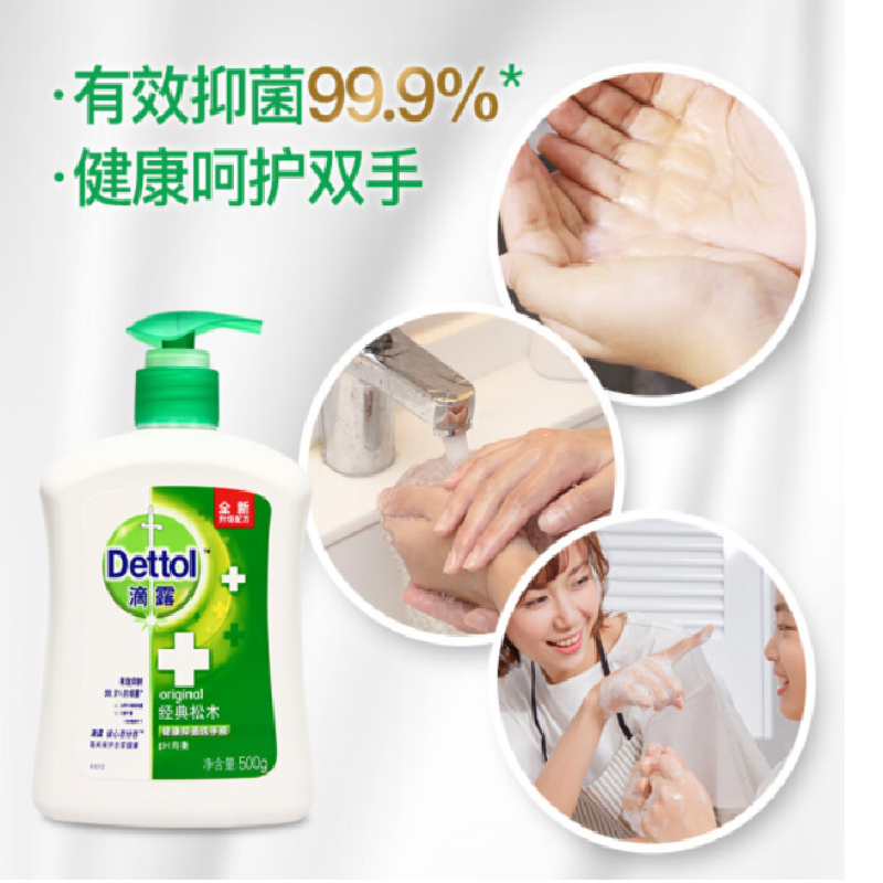 轩宁 滴露 健康抑菌洗手液 经典松木 500g 易冲洗-ZXJ